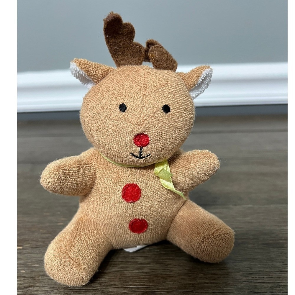 Danara Intl Ltd Terry Cloth Reindeer Rattle Plush Christmas Brown Holiday Toy 6"
